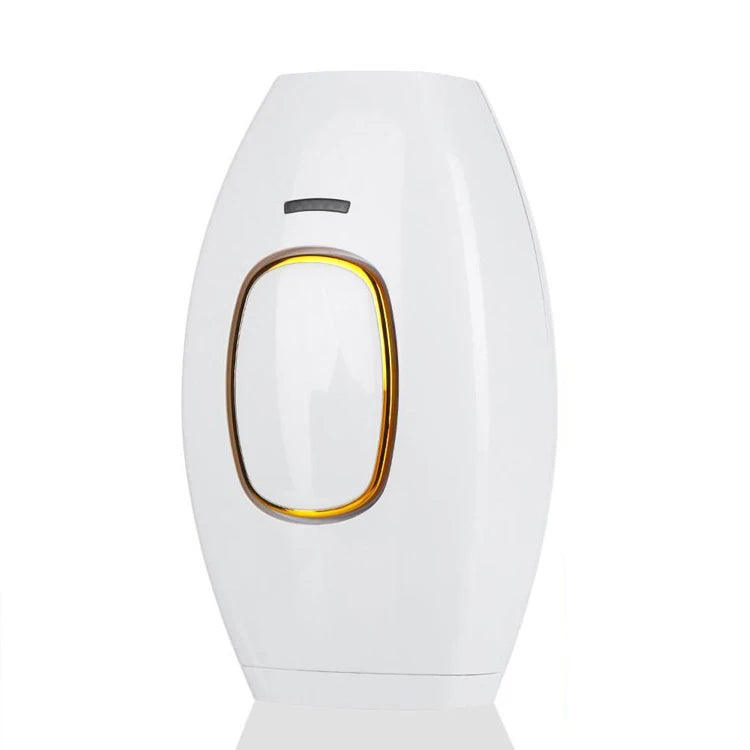 White electronic device with a gold accent on a white background