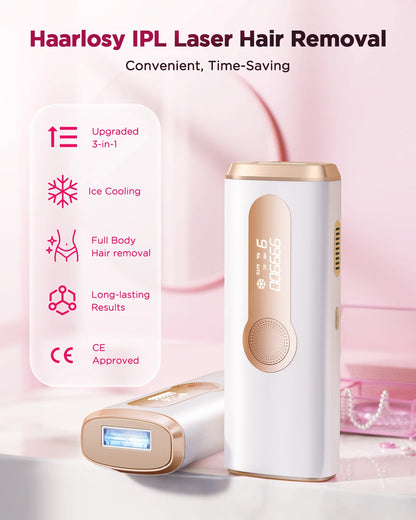 IPL Laser Hair Removal Device Ice-Cooling 3 in 1 Painless 16J Photoepilator Permanent Whole Body Home Treament for Men and Women